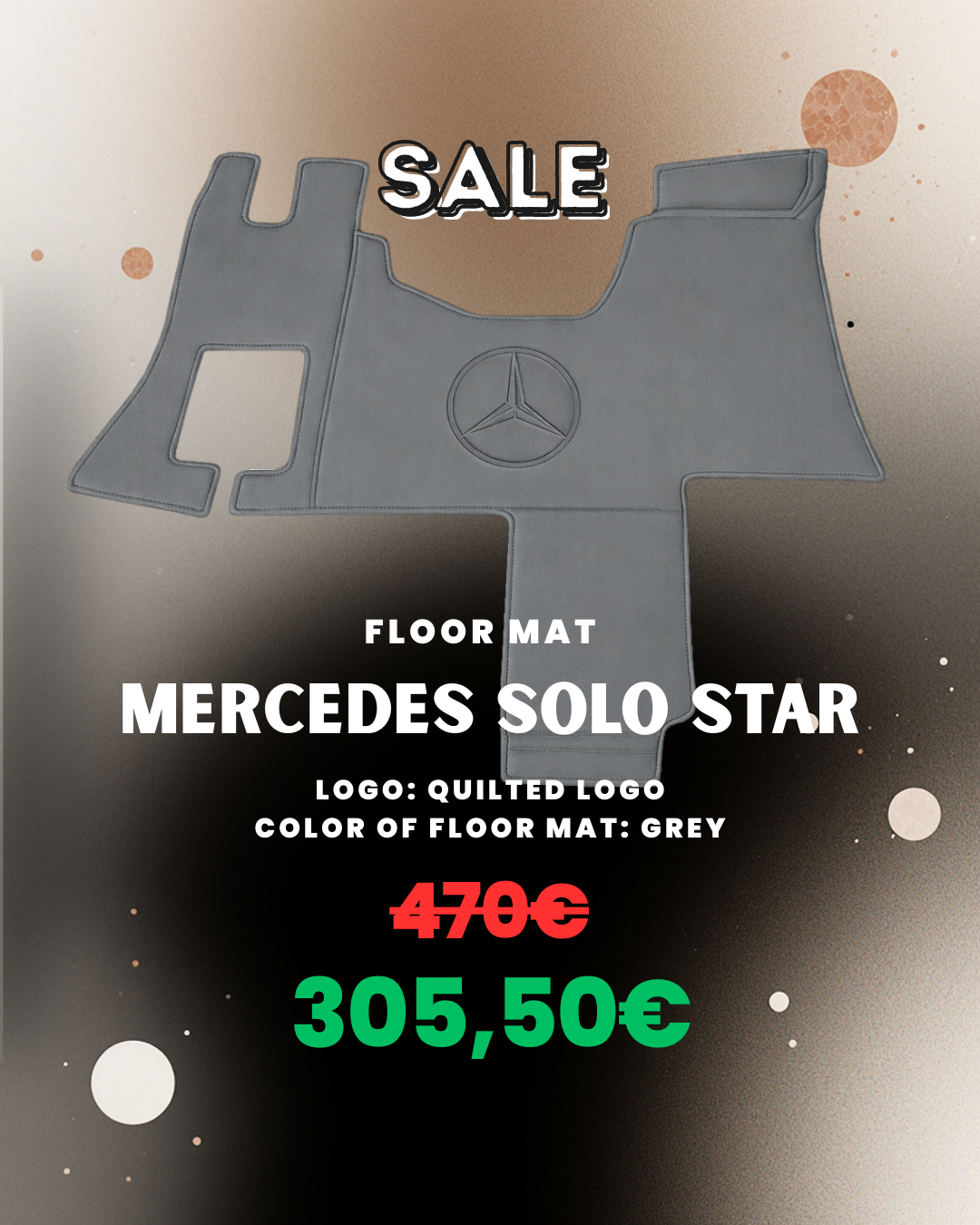 OUTLET Floor Mat for Mercedes Actros Solo Star - Quilted Logo