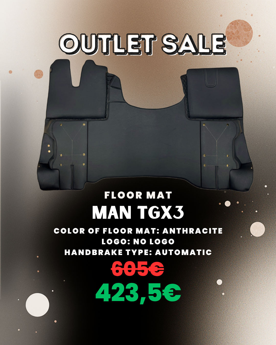 OUTLET Floor Mat Compatible with MAN TGX 3 Anthracite - Automatic Handbrake