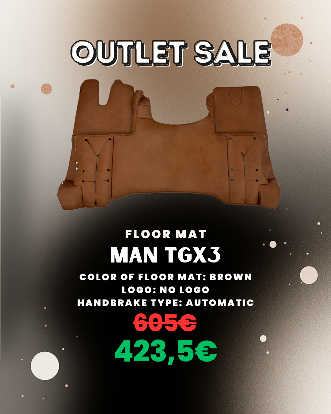 OUTLET Floor Mat Compatible with MAN TGX 3 Brown - Automatic Handbrake