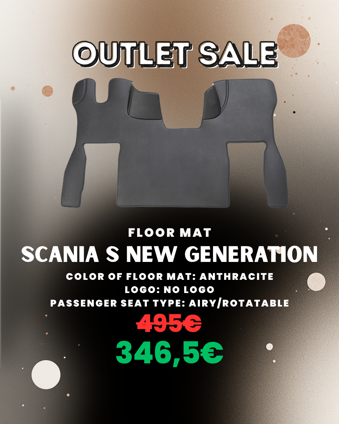 OUTLET Floor Mat Compatible with SCANIA NEW GENEREATION S Anthracite Airy/Rotatable