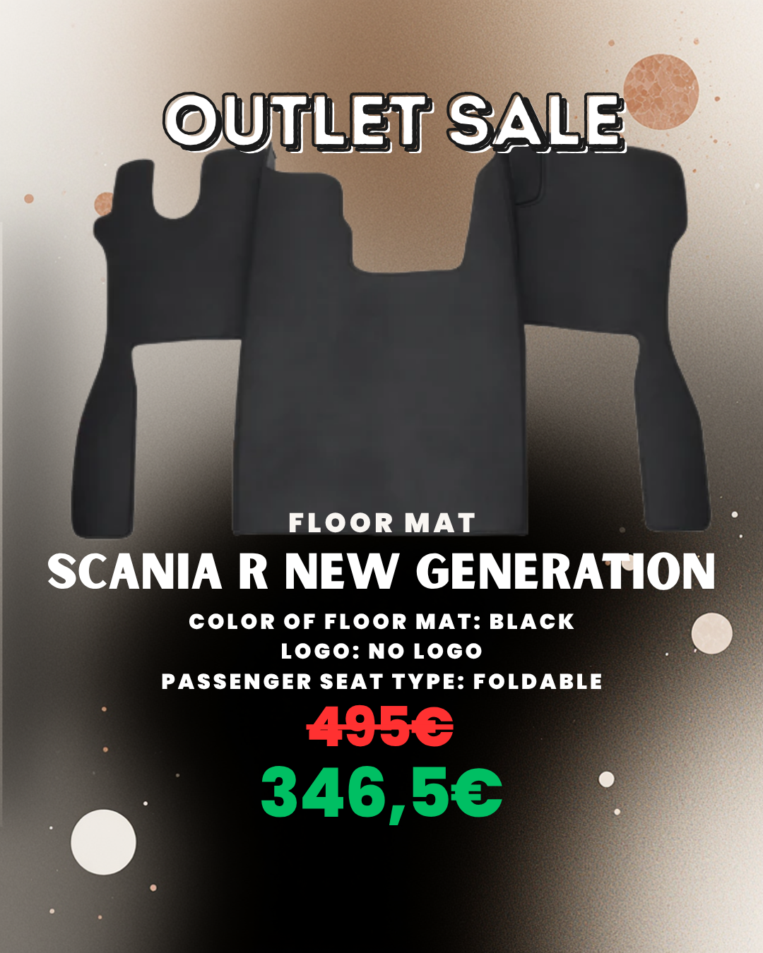 OUTLET Floor Mat Compatible with SCANIA NEW GENEREATION R Black Foldable