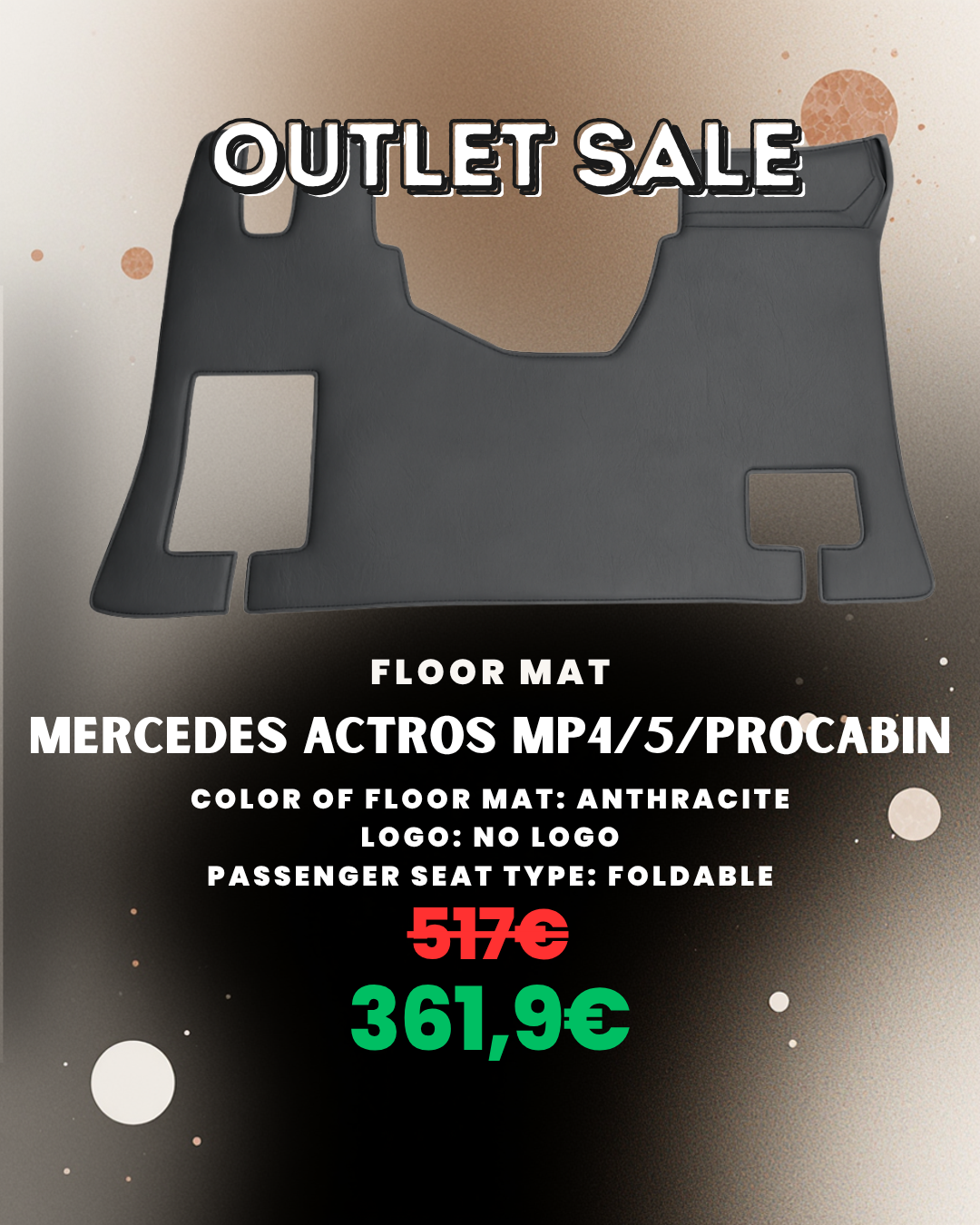 OUTLET Floor Mat for Mercedes Actros MP 4/5/Procabin - Foldable - Anthracite - No Logo