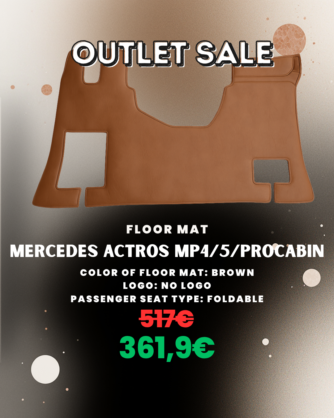 OUTLET Floor Mat for Mercedes Actros MP 4/5/Procabin - Foldable - Brown - No Logo