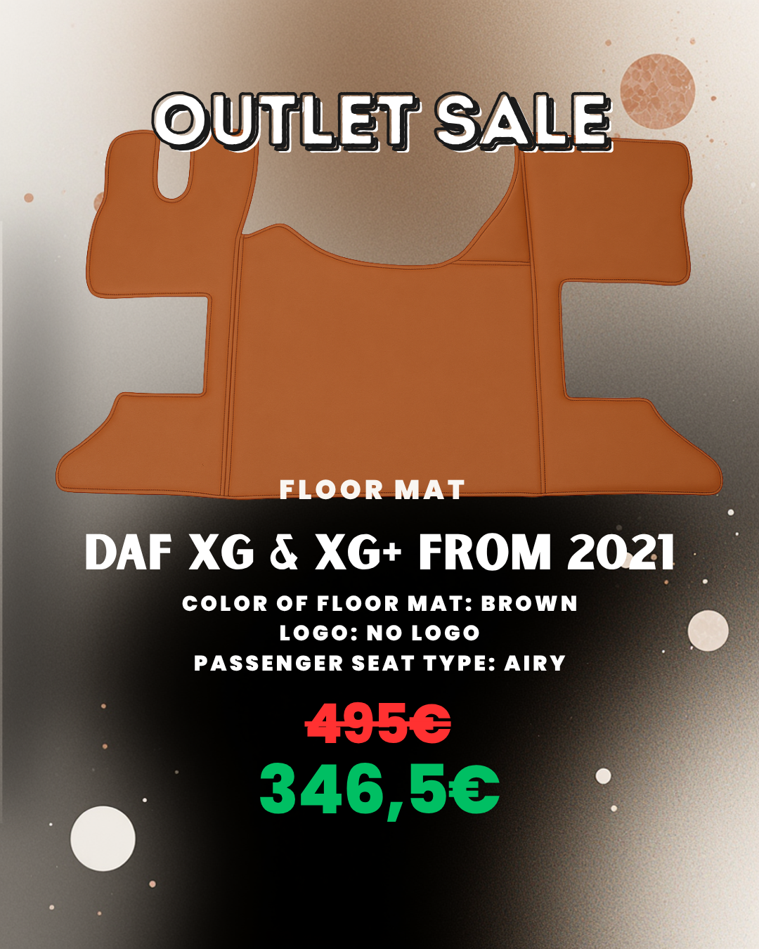 OUTLET Floor Mat Compatible with DAF XG & XG+ from 2021 I Brown - Plain - Airy