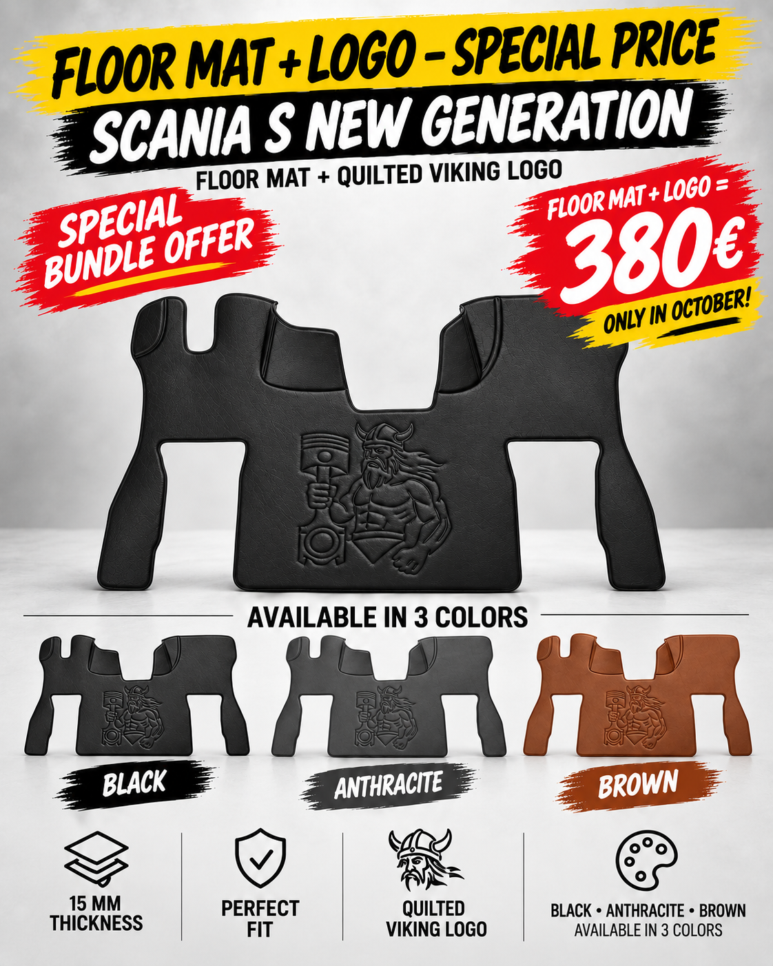 SCANIA S NEW GEN COMPATIBLE MATS + QUILTED VIKING LOGO 380€