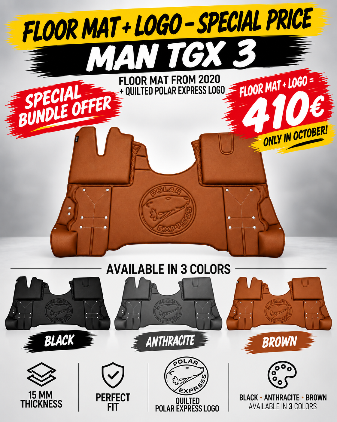 MAN TGX 3 COMPATIBLE MATS + QUILTED POLAR EXPRESS LOGO 410€