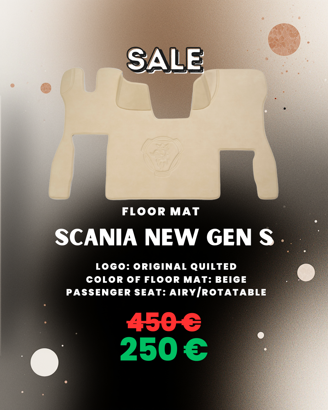 OUTLET Floor Mat for Scania New Gen S – Beige · Original Quilted Logo