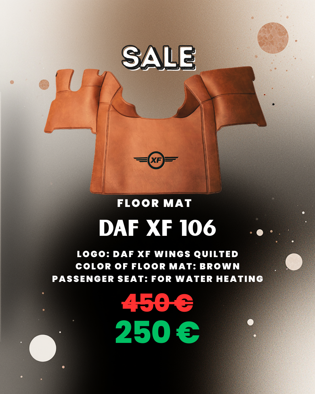 OUTLET Floor Mat for DAF XF 106 – Brown · DAF XF Wings Embroidered