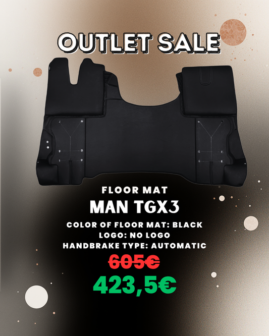 OUTLET Floor Mat Compatible with MAN TGX 3 Black - Automatic Handbrake