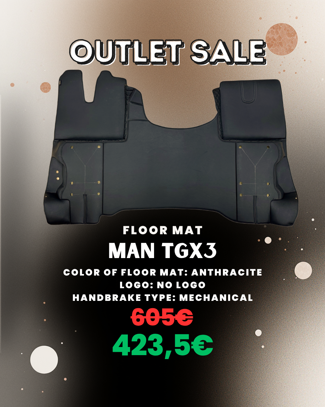 OUTLET Floor Mat Compatible with MAN TGX 3 Anthracite - Mechanical Handbrake