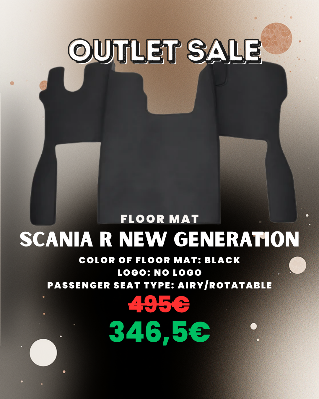 OUTLET Floor Mat Compatible with SCANIA NEW GENEREATION R Black Airy/Rotatable