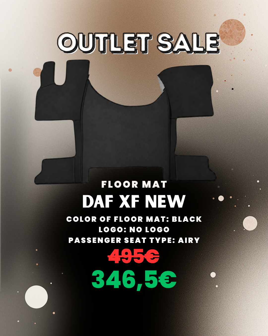 OUTLET Floor Mat Compatible With DAF XF NEW (from 2021) - Black - AIRY