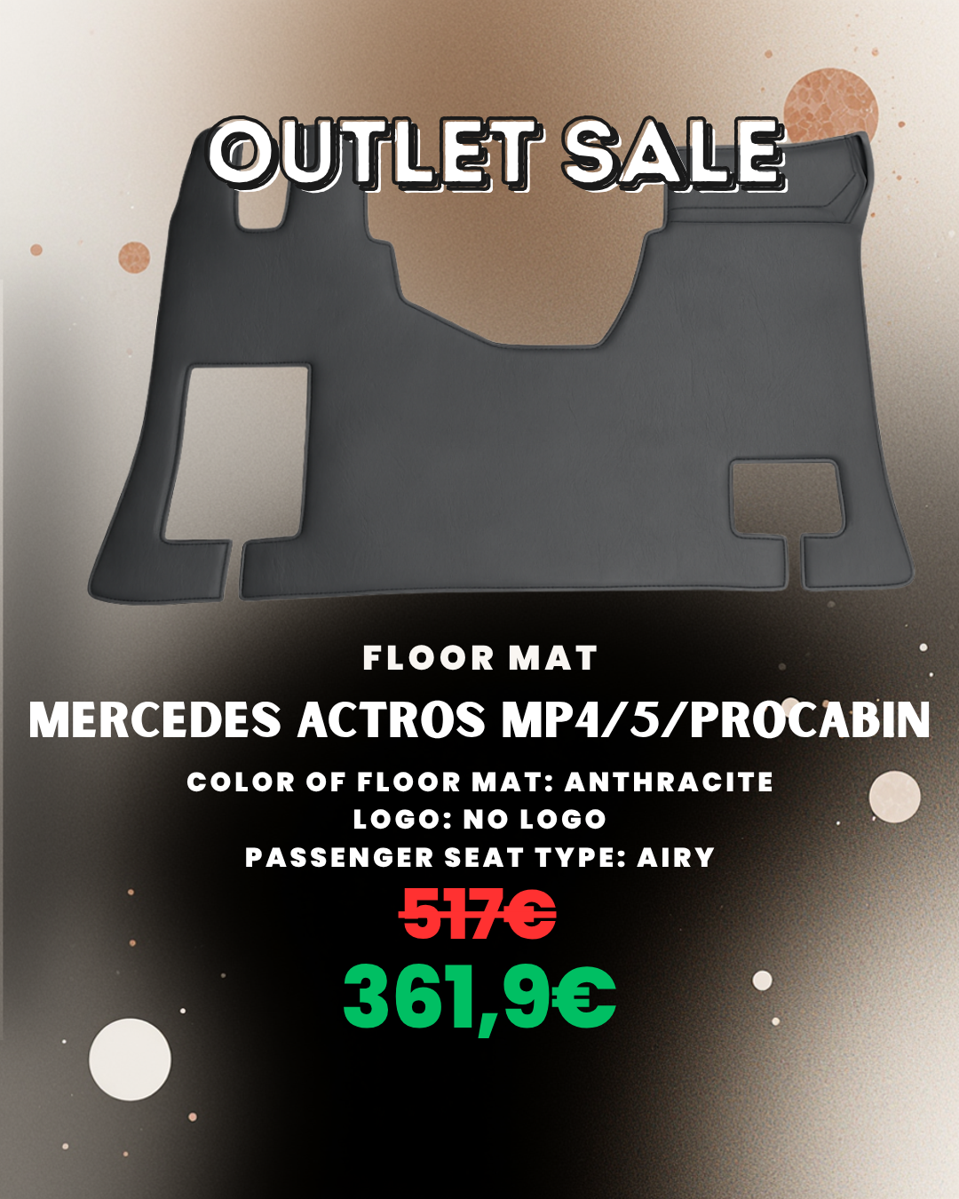 OUTLET Floor Mat for Mercedes Actros MP 4/5/Procabin - Airy - Anthracite - No Logo