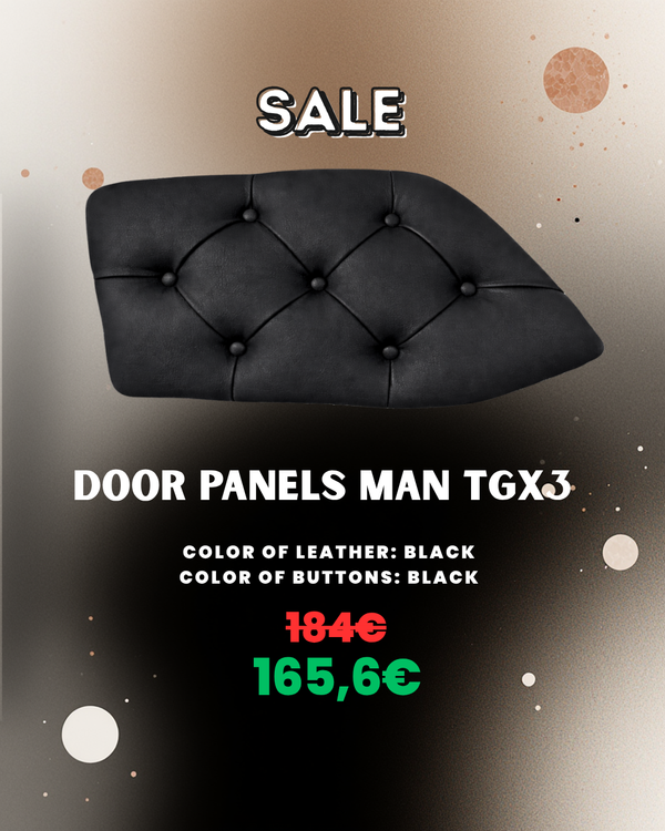 OUTLET - DOOR PANELS Matched With MAN TGX3 - Black - With Buttons
