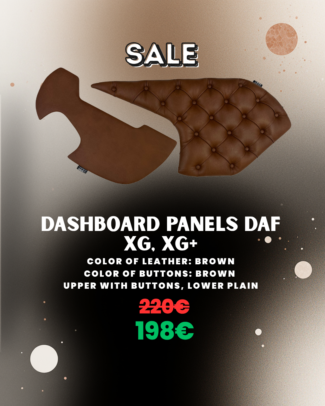 OUTLET - Dashboard Panels Matched With DAF XG, XG+ - Brown with buttons