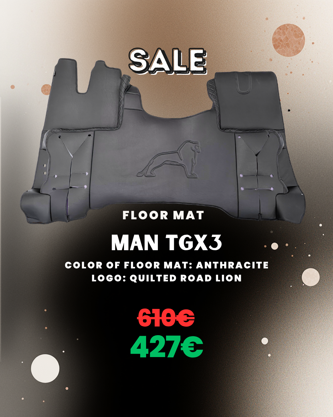 OUTLET Floor Mat for MAN TGX3 - Anthracite - Automatic - Quilted Logo