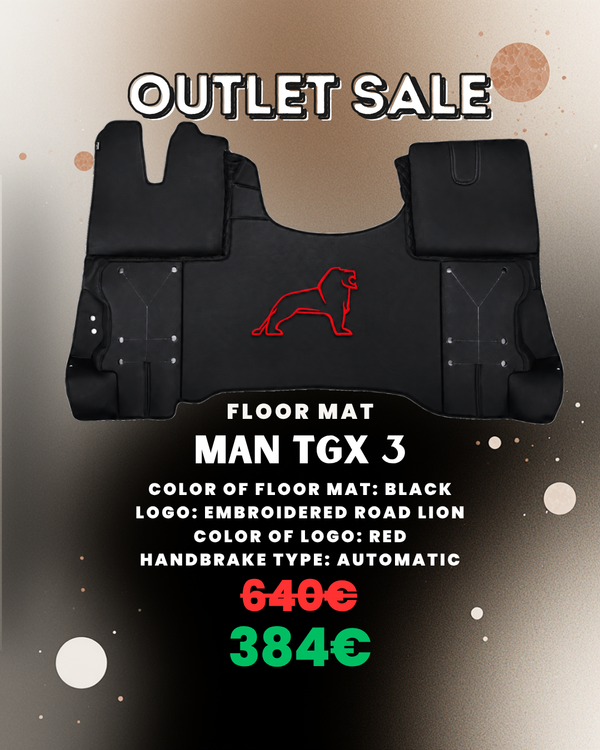 OUTLET Floor Mat for MAN TGX 3 Black Embroidered Logo
