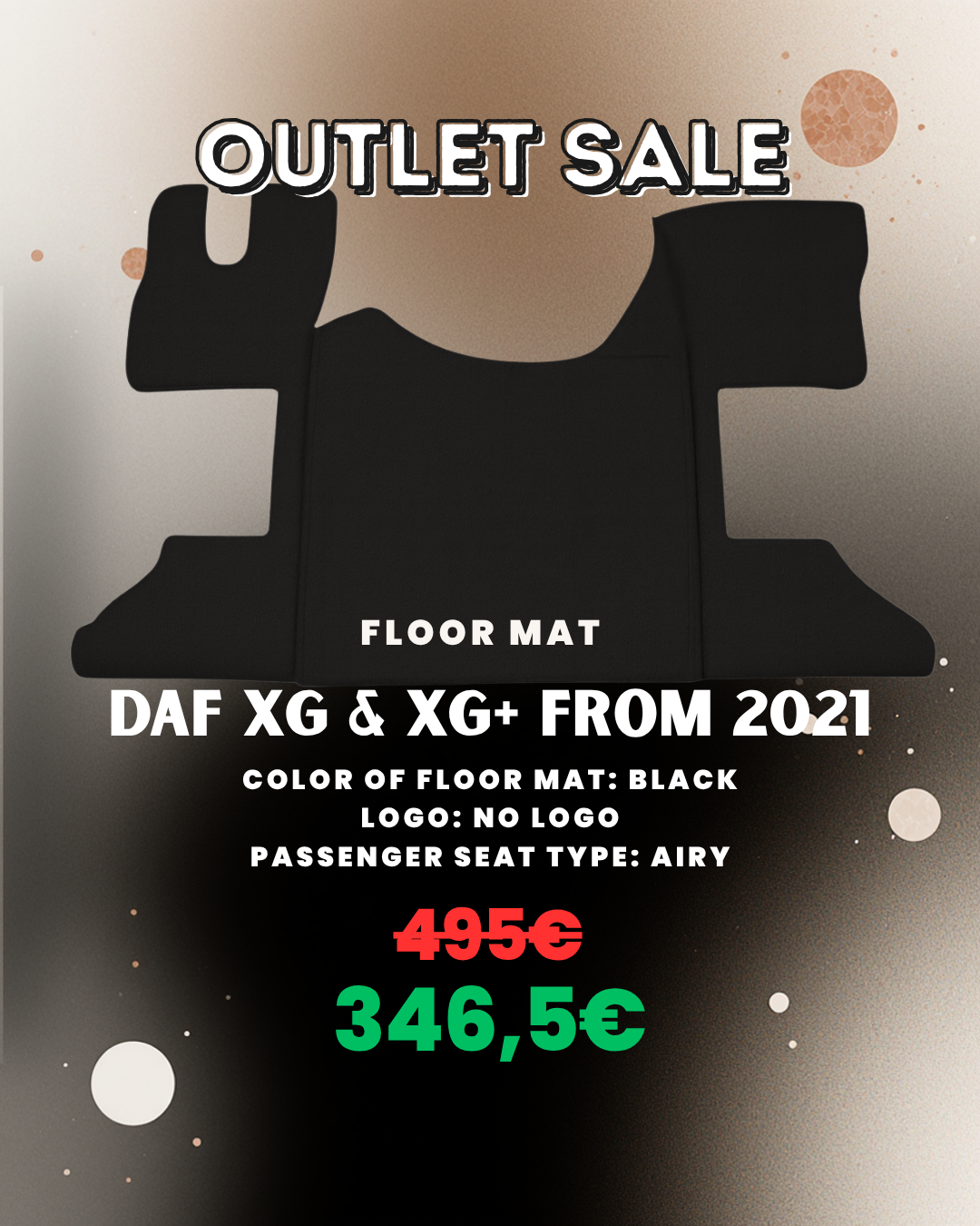 OUTLET Floor Mat Compatible with DAF XG & XG+ from 2021 I  from 2021 Black - Plain - Airy