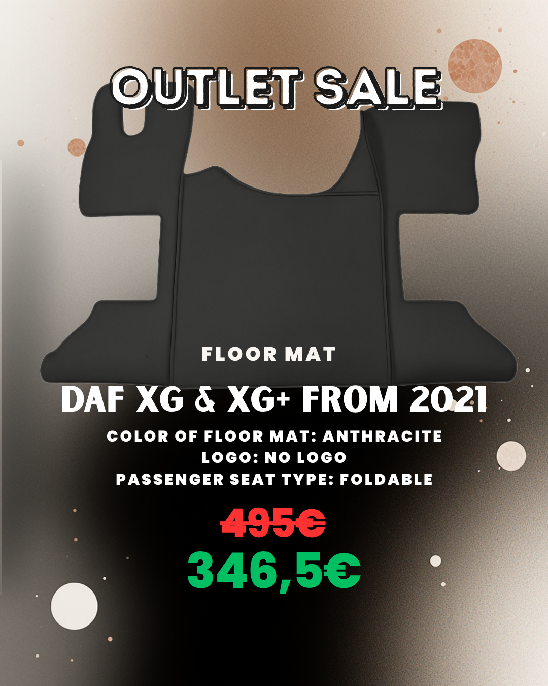 OUTLET Floor Mat Compatible with DAF XG & XG+ from 2021 I Anthracite - Plain - Foldable