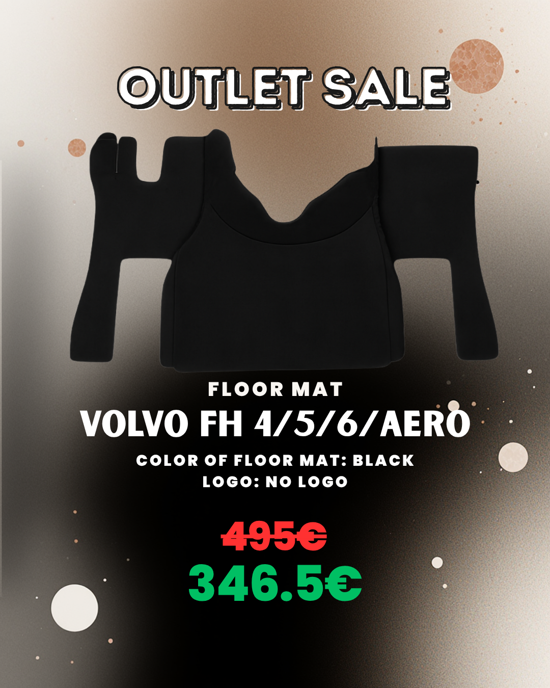 OUTLET Floor Mat for VOLVO FH4/5/6/Aero I Black - No Logo